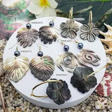 gold shell flower pearl  Monster Leaf Earrings For Women Multi Colors Leaf Mottled Acrylic Acetate Hoop Earrings For Women