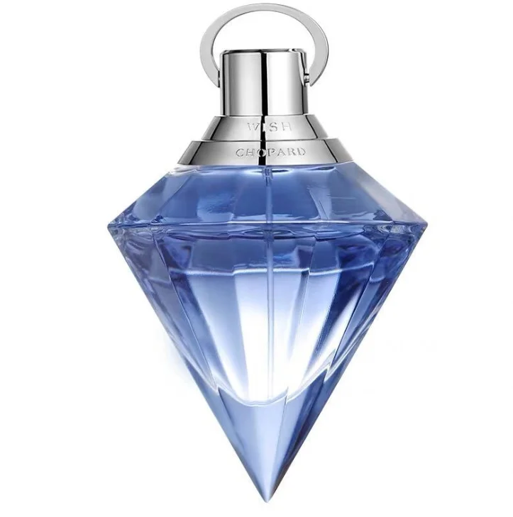 blue diamond shaped perfume bottle