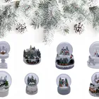 Decoration 120mm Unique Resin Pedestal Winter Village Figurine Snow Globe For Home Decoration Certificated