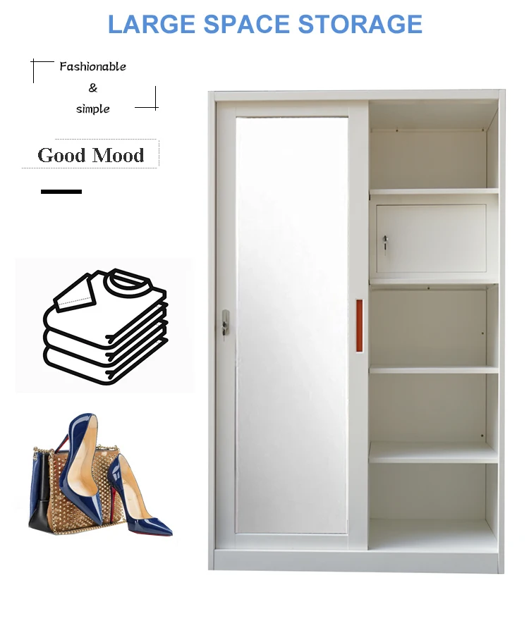 Modern 2-Door Sliding Wardrobe Guardaroba Scorrevole Fitted Wardrobes with Metal Bedroom Furniture Lemari Pakaian Designs