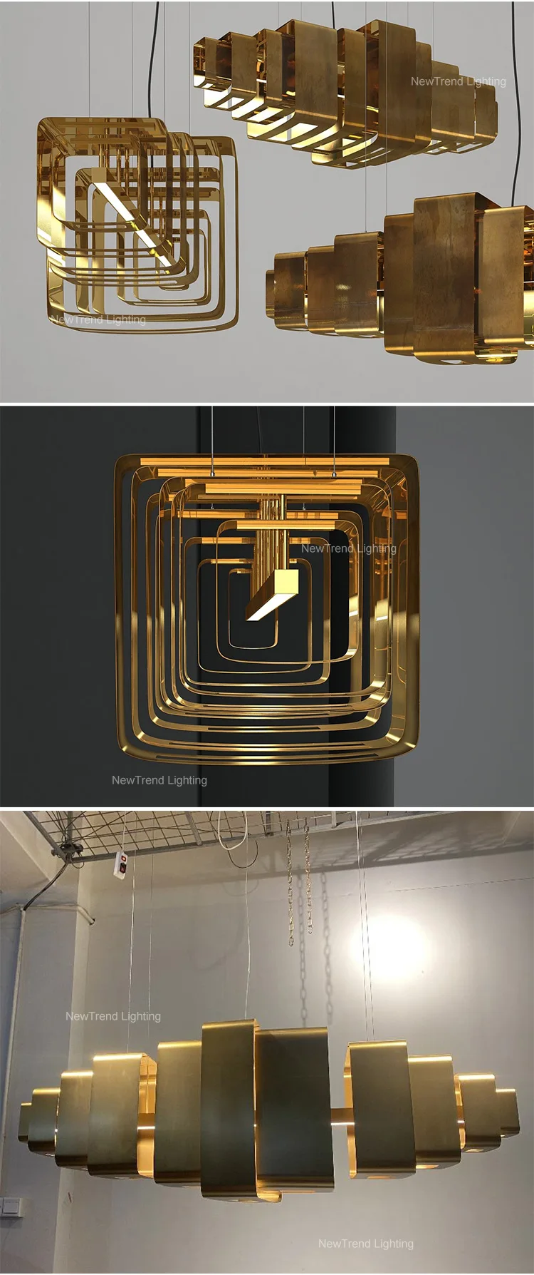 CPL-363 Luxury Style Indoor Living Room Dining Room Custom Gold Color LED Chandelier Light details