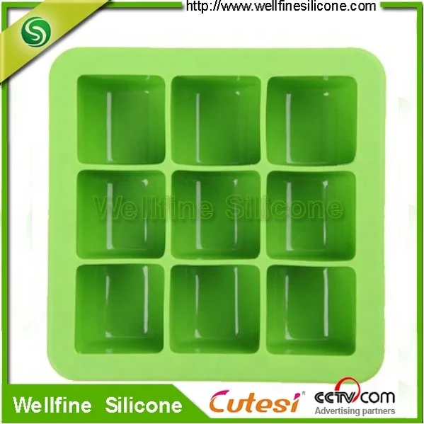 100% Platinum Silicone Baby Food Freezer Tray Ice Cube Box Europe  9 Grid with Lid