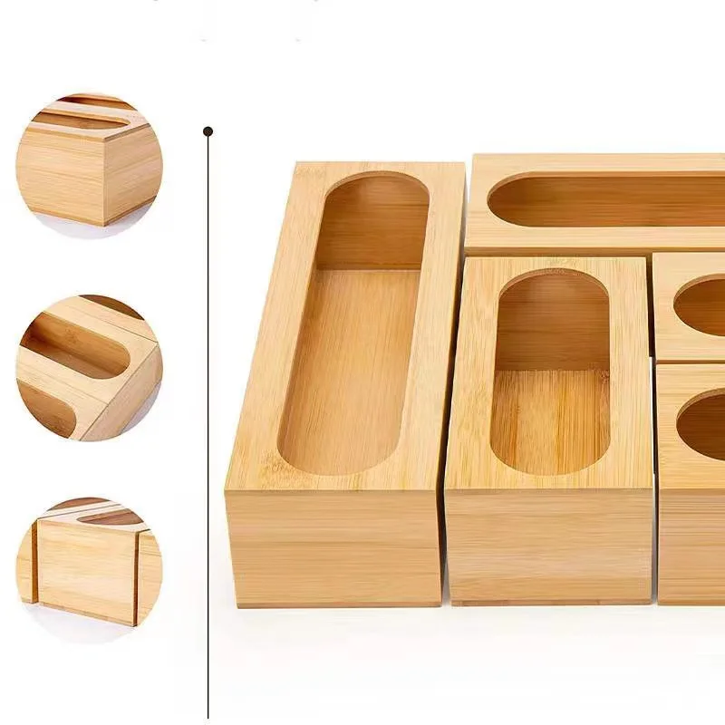 Multi Use Home Accessories Kitchen Storage Box Bamboo Ziplock Bag Storage Organizer for Drawer