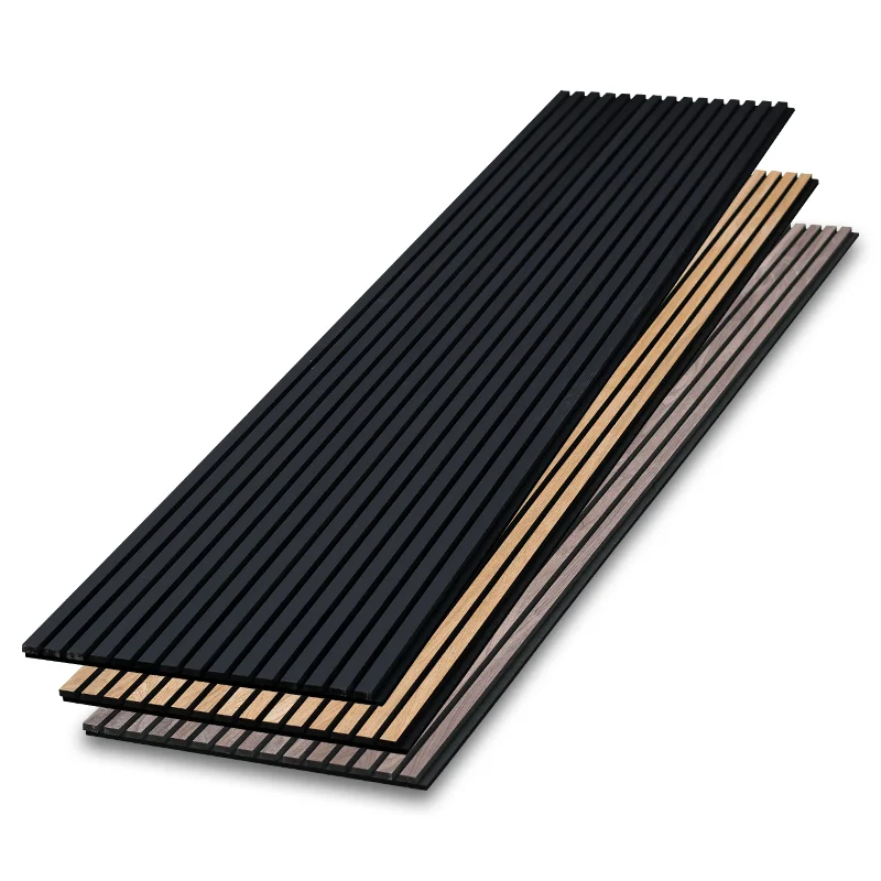 Custom Design Sound Absorbing Wooden Slatted Wall Slat Wood Basic Black Acoustic Panels For Bedroom