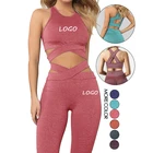 Women Fitness Yoga Set 2-piece Gym Bra Custom Seamless Pink Yoga Set