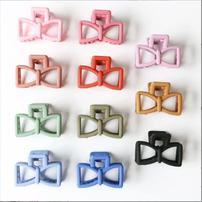 New little bow Design frosted color Korean women Fashion plastic Hair claw small Clips sweet girl hair Claws