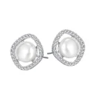 Pearl Earrings Korean Elegant Artificial Pearl Geometric Figure Diamond Temperament Earrings