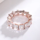 Ring Women Wedding Jewelry Iced Out Rose Gold Plated Cubic Zirconia Ring Square Stone Simulation Diamond Band Ring