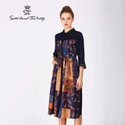 Silk Dress 100% Silk Dress Lady Printed Silk Twill Cardigan Dress Mulberry Silk Dress