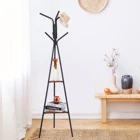 Coat Stand Coat Rack Stand Coat Tree Hall Tree Free Standing Industrial Style With 2 Shelves For Clothes Hat Bag