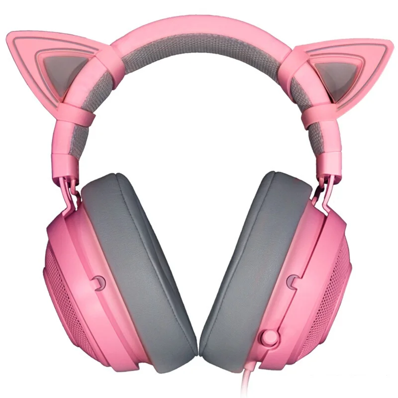 zomer Absoluut riem Razer Kraken Gaming Headset 7.1 Surround Lightweight Aluminum Frame 3.5 Mm  Audio Jack Pink Crystal (headphone + Cat Ear Set) - Buy Cute Headphones,Pink  Headset,Cat Headphone Product on Alibaba.com