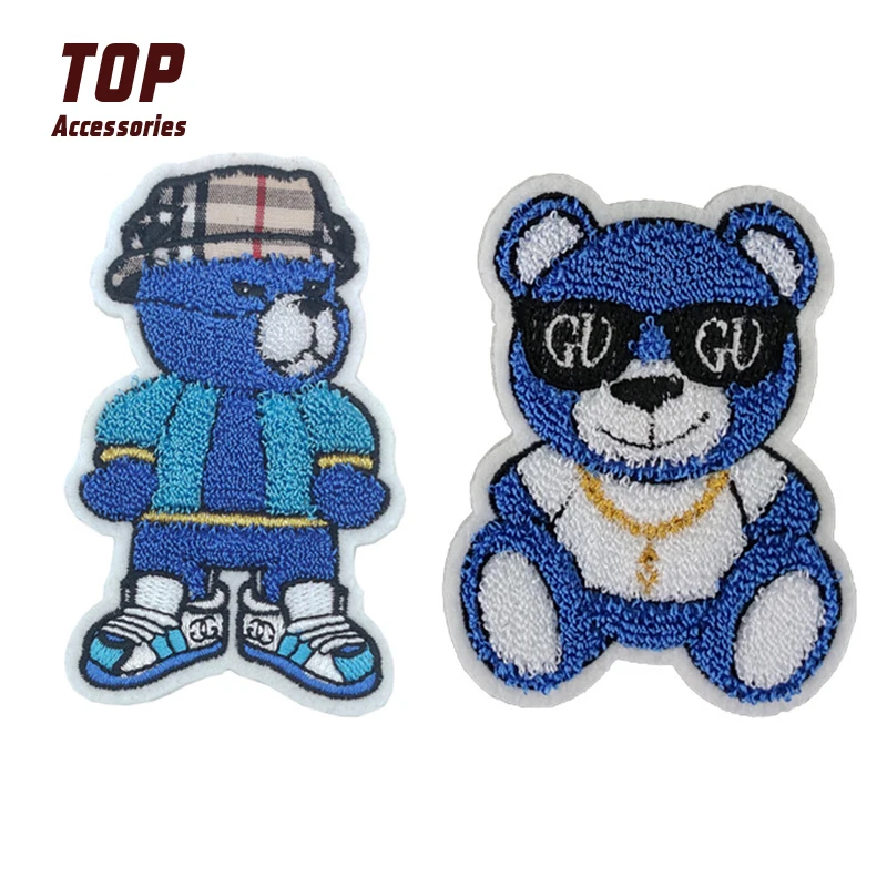 Spot Bear 3D Embroidery Patch Chenille Embroidered Letter Iron On Patches logo
