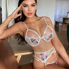 Garter High Quality Women Lace Sexy 3 Piece Lingerie Underwear Panties Three-piece Garter Set