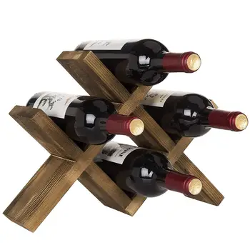 Rustic Wine Bottle Holder Tabletop Wooden Wine Organizer Rack With Wine Accessories Gift Kit