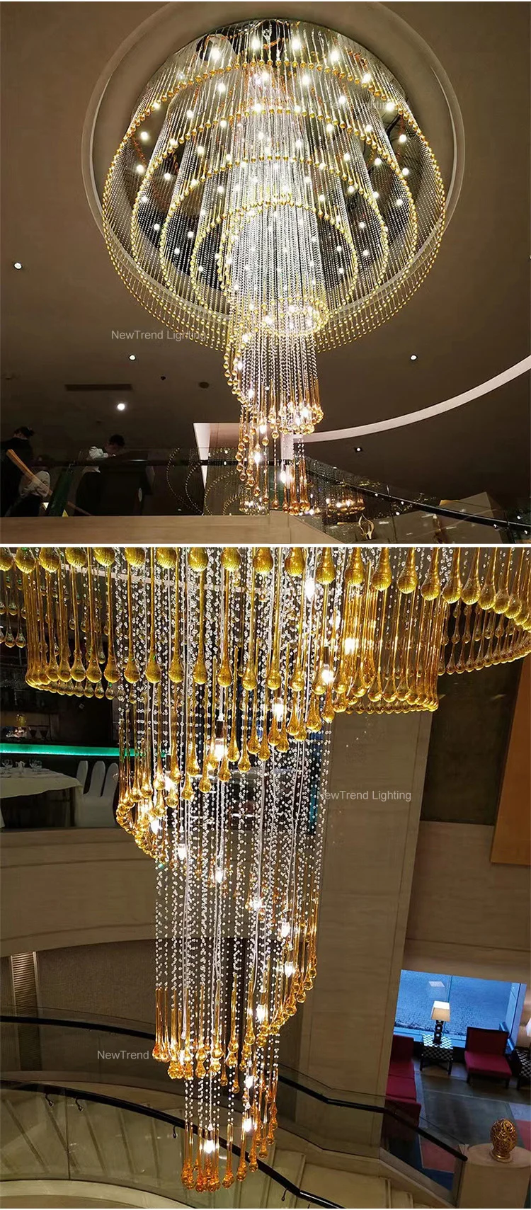 CPL-343 Luxury Style Indoor Decoration Lighting Hotel Villa Hall Staircase Led Chandelier manufacture