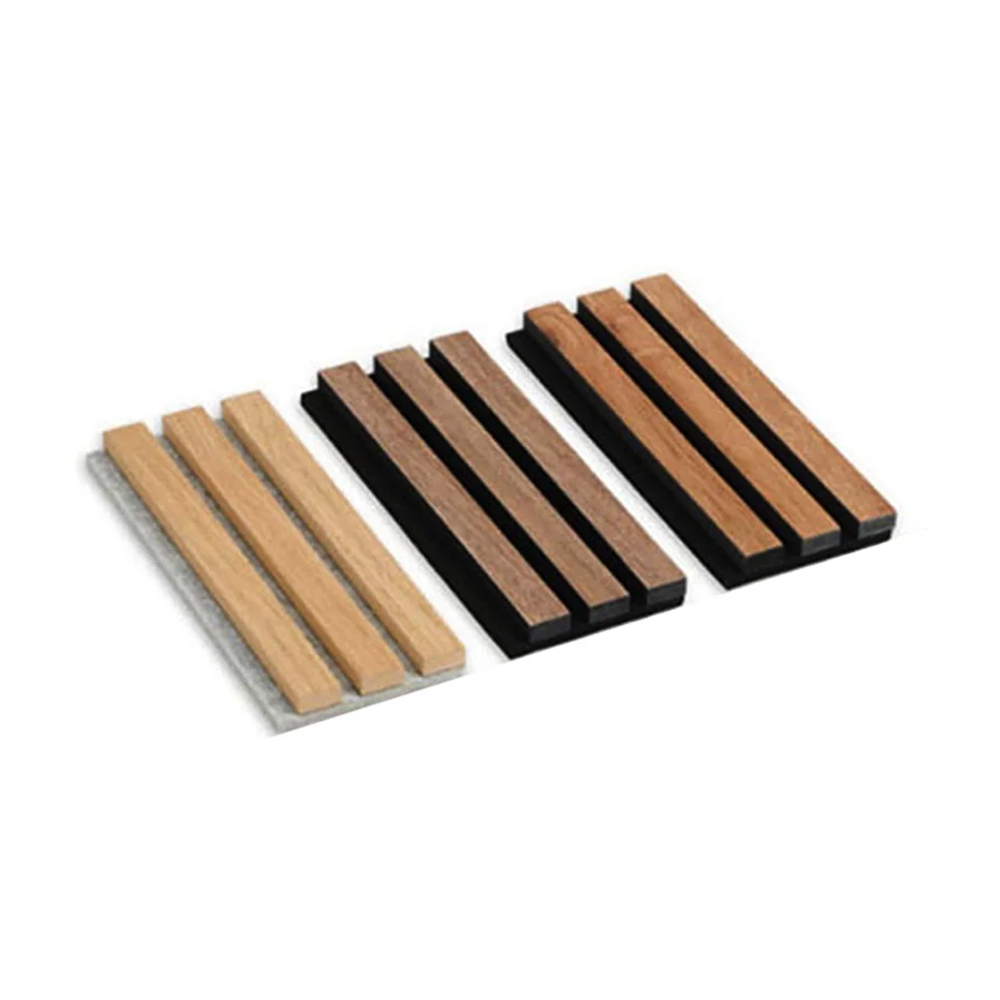 Professional Strong Toughness Fabric Covered Soundproofing Slat Wood Basic Black Acoustic Panel