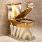Hot Selling Good Quality Golden Luxury Western Style Design One-piece Toilet
