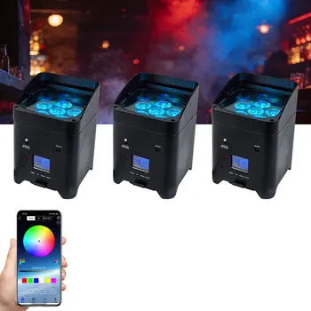 Factory 6x18W Rechargeable LED Battery IP65 Waterproof Spotlights DMX512 RGBWA+UV Wireless for Stage/Bar Events