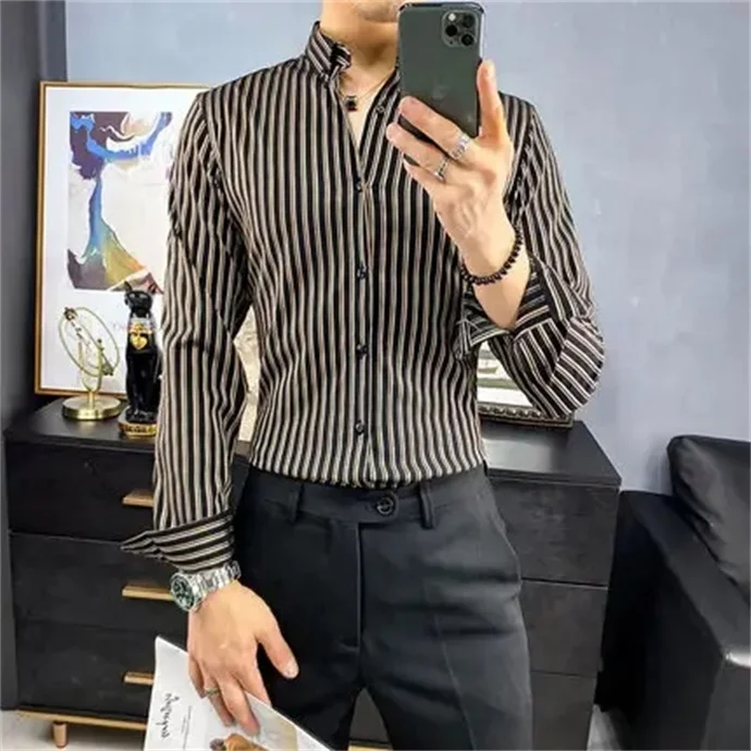 New men's full printed shirt wholesale breathable quick drying guaranteed quality lapel long-sleeved shirt