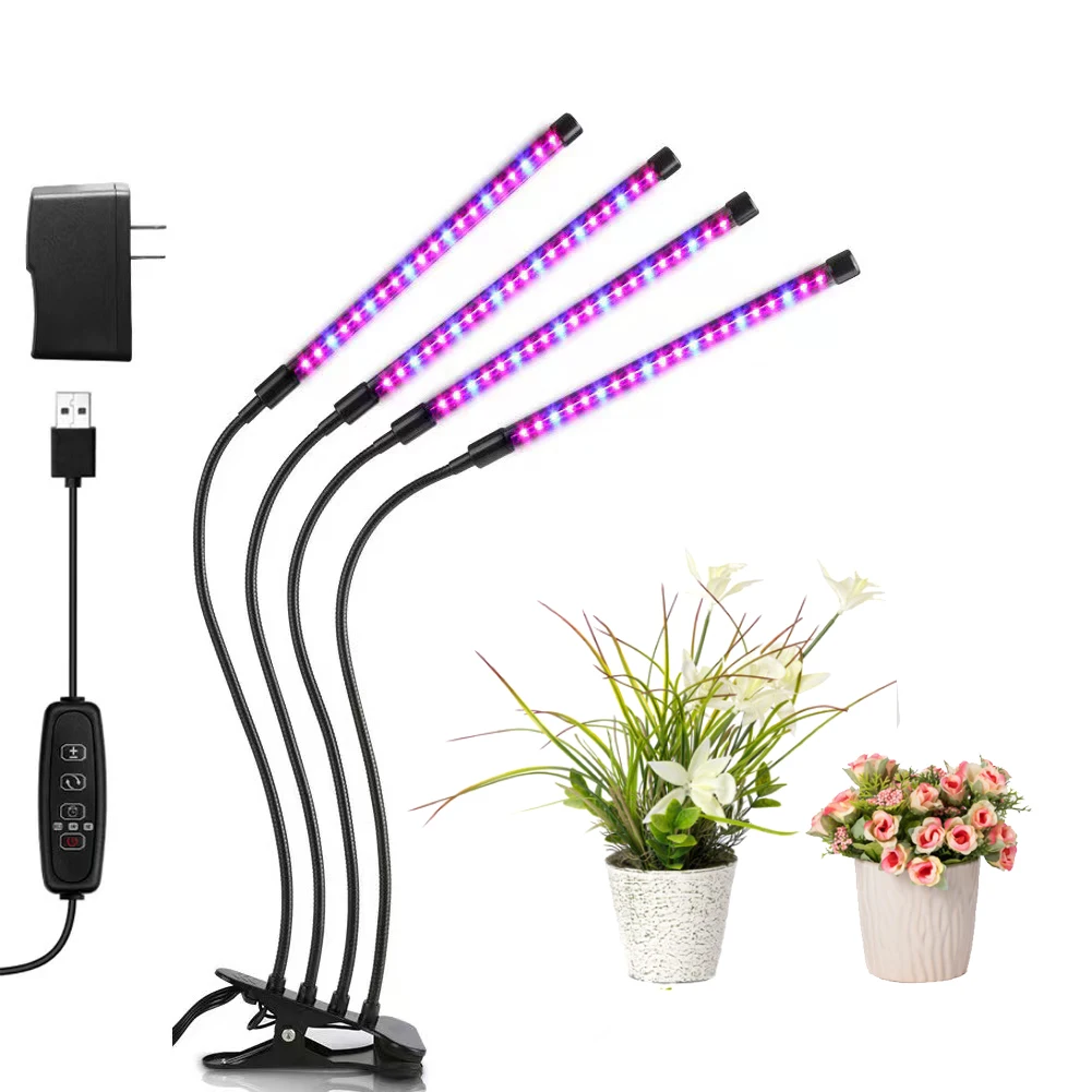 desktop plant light with flexible arm