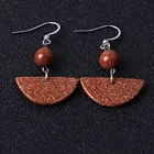 Earrings European And American Hot Selling Natural Stone Round Bead Semicircle Fan-shaped Earrings Jewelry