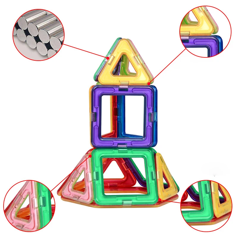 Montessori Material Kids Magnet Toys Building Blocks, Magnetic Blocks Tiles, Magnetic Building Blocks Tiles