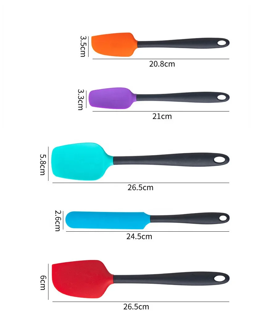 OEM silicone kitchen utensils colorful multifunctional butter silicone scraper 5 pcs set cake cream spatula set DIY baking tools