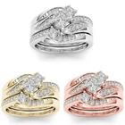 Cz Ring New Design CZ Ring 18k Gold Plated Zircon Engagement Ring Sets For Women