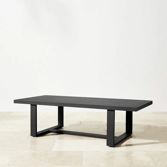 hotel outdoor furniture Crafted of enduring Aluminum frame outside garden set rectangle Metal Coffee Table