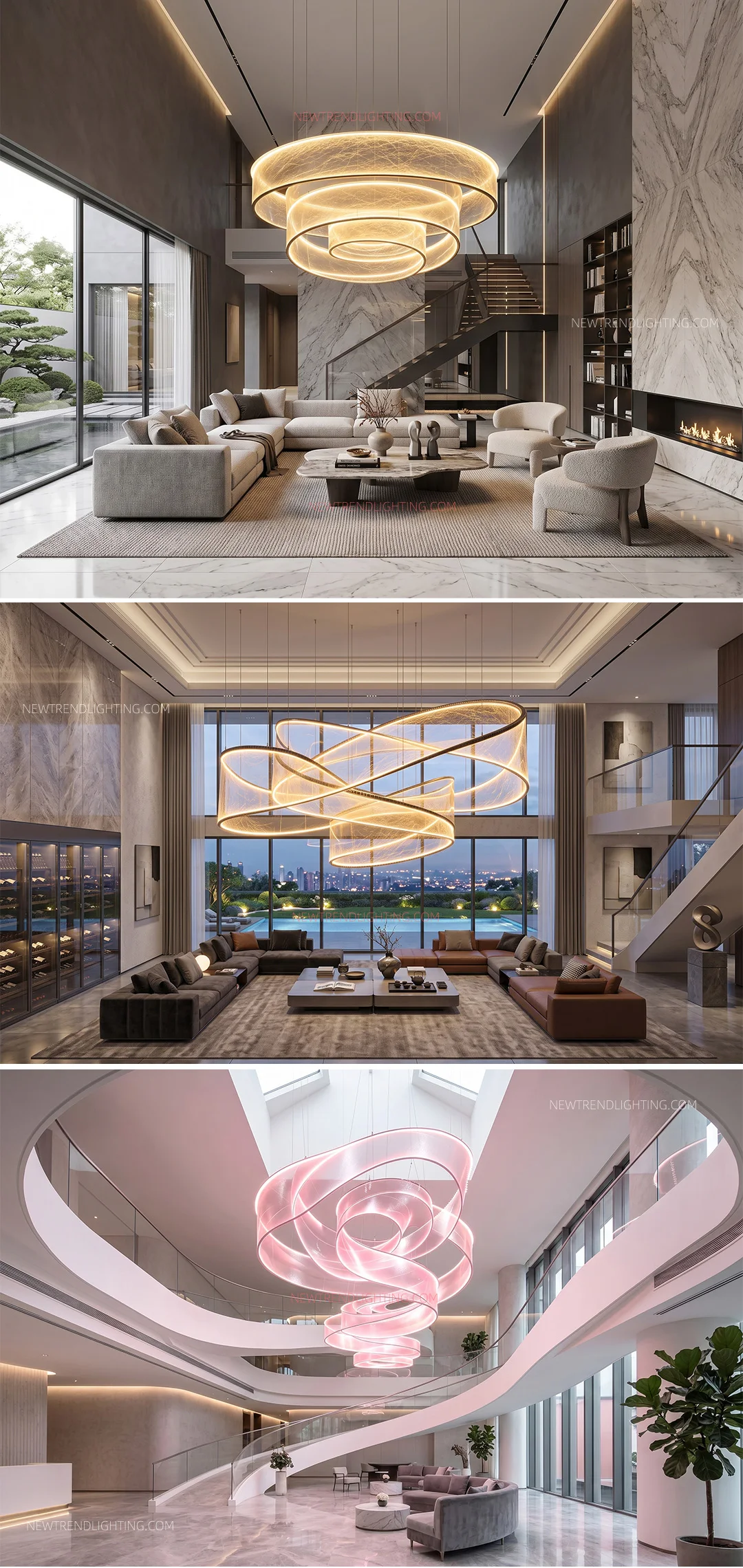 cpl 524 bespoke flowing ribbon led chandelier oversized sculptural statement lighting for hotel lobby atrium-2
