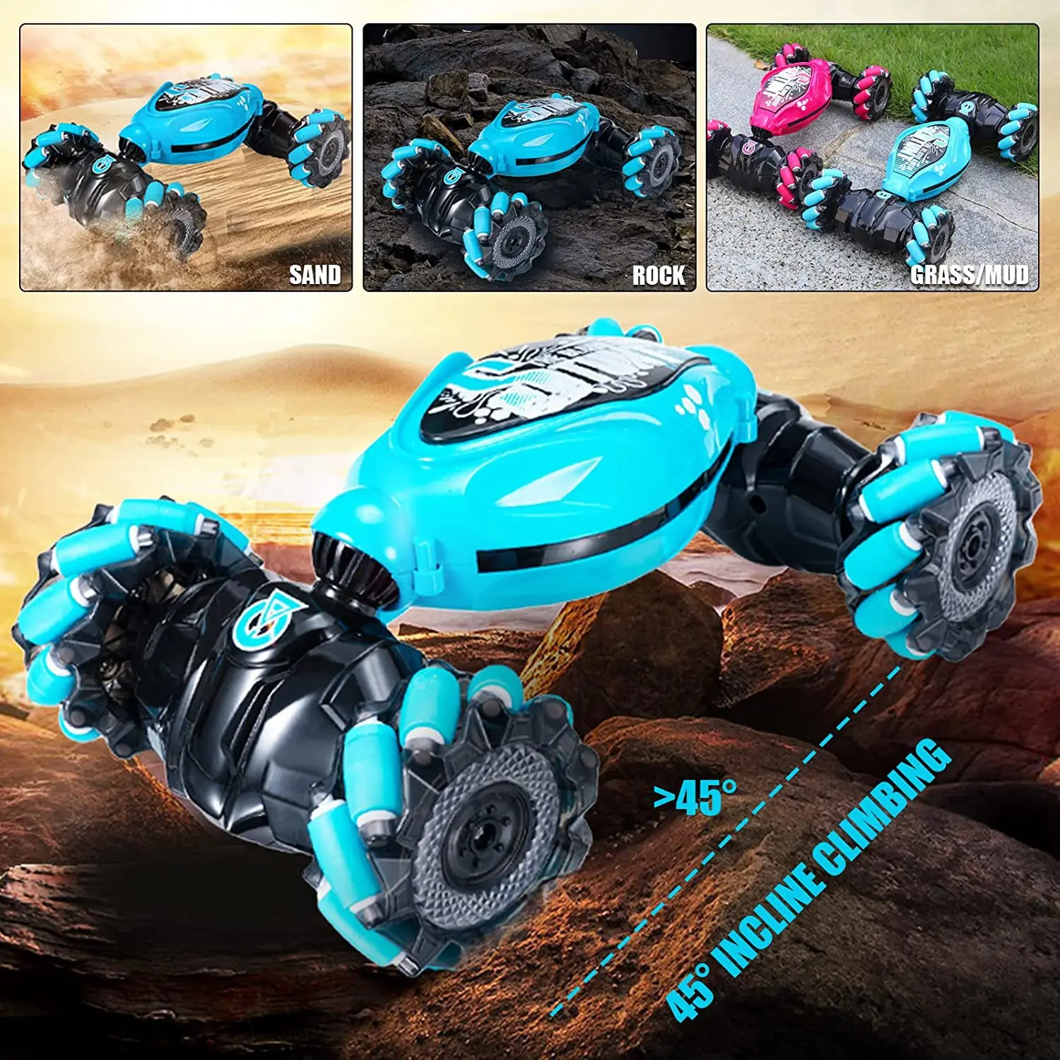 2.4G Stunt Remote Control Car Toy Gesture Sensing RC Stunt Car Rotation 360 Dual Control RC  Car for Kids