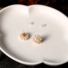 Star Studs Thick Plated 14K Gold 925 Sterling Silver Natural Fresh Water Pearl Star Ear Studs For Women