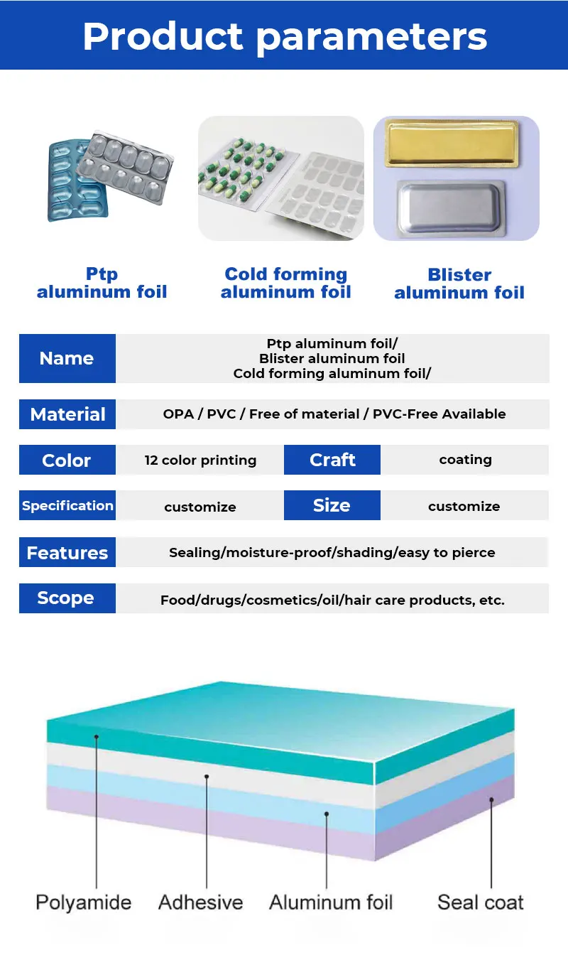 Cold Forming Seal Medical Film Ptp Tablets Blister Aluminum Foil