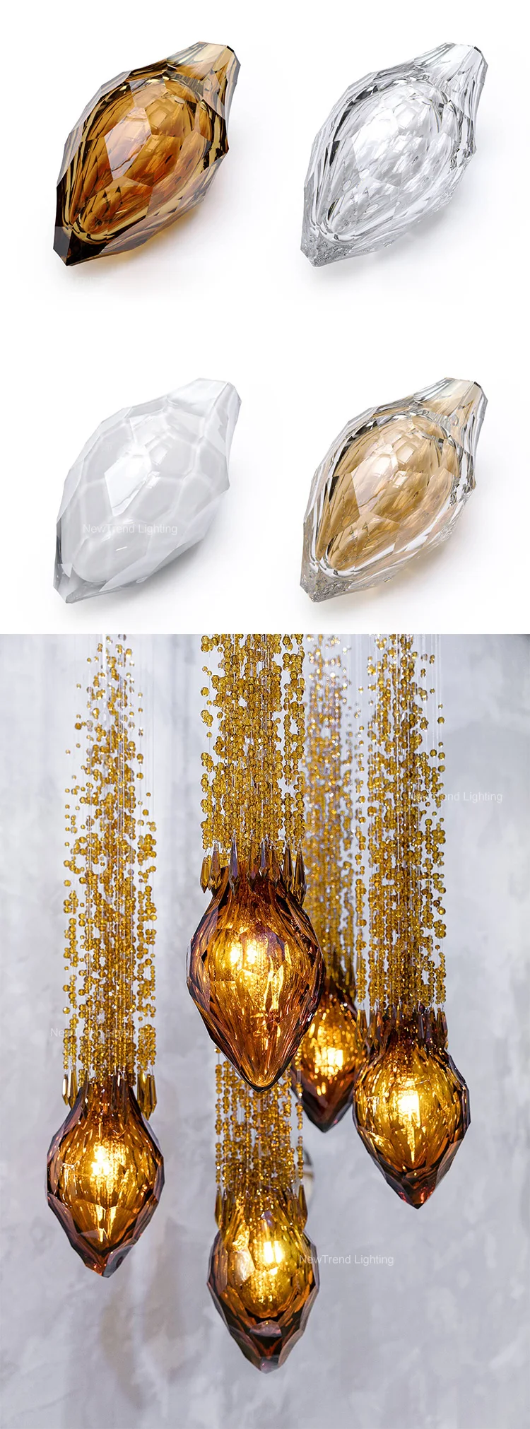 CPL-285 New Design Indoor Decoration Custom Luxury Lamp Hotel Villa Staircase Chandelier Luxury Crystal Pendant Light details