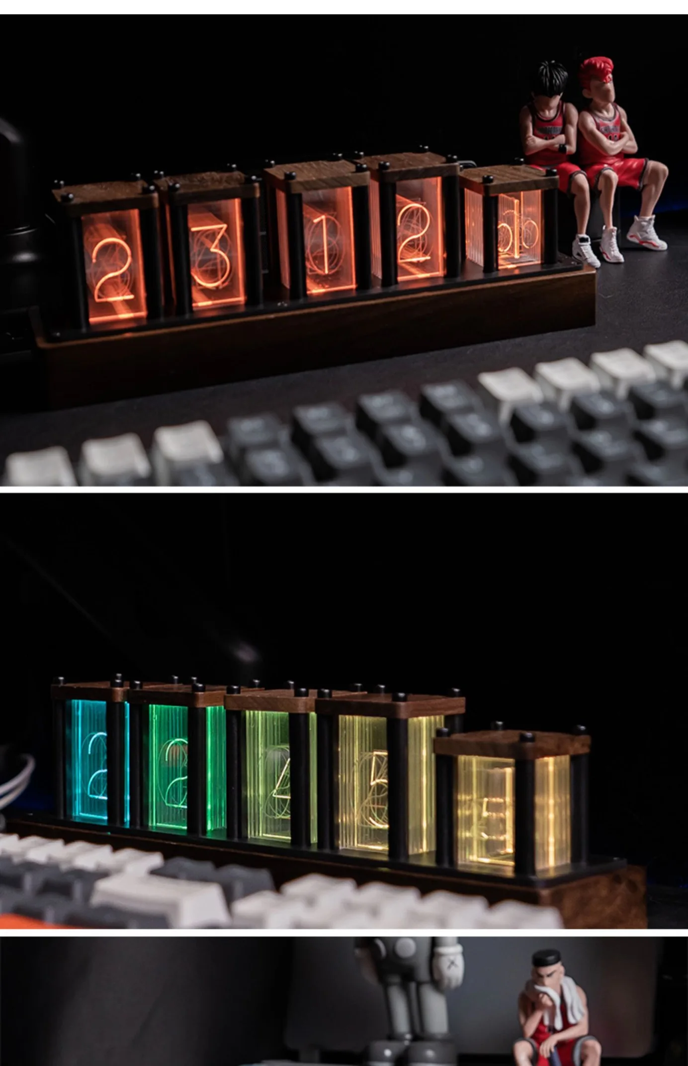 Design criativo Brilho Tubo Relógio Digital Led Despertador Eletrônico Relógio De Mesa Retro Presente de Natal