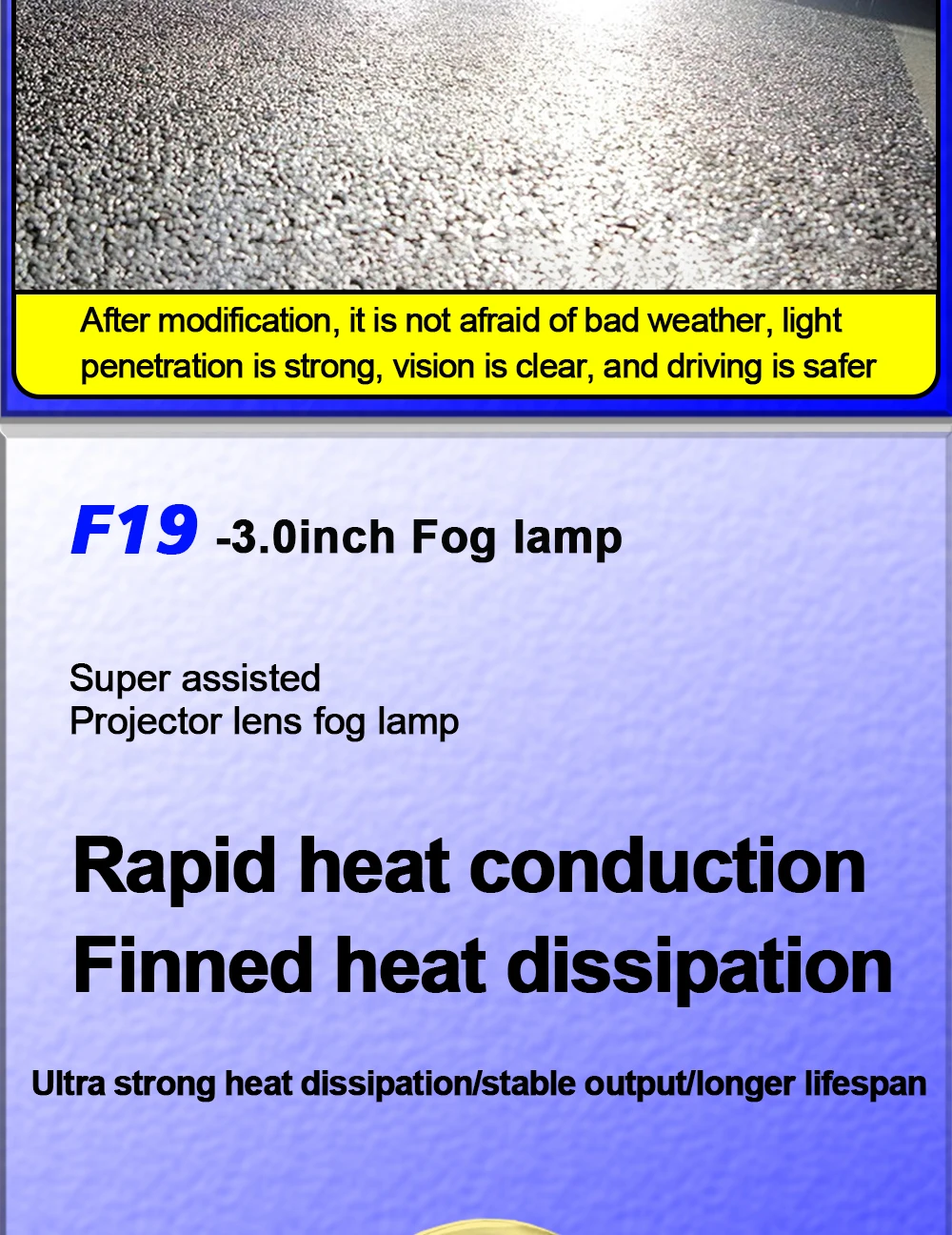 TECH-KING car accessories 3.0inch projector led fog lights for universal cars 12V 6000K 100W High brightness lens fog lamp