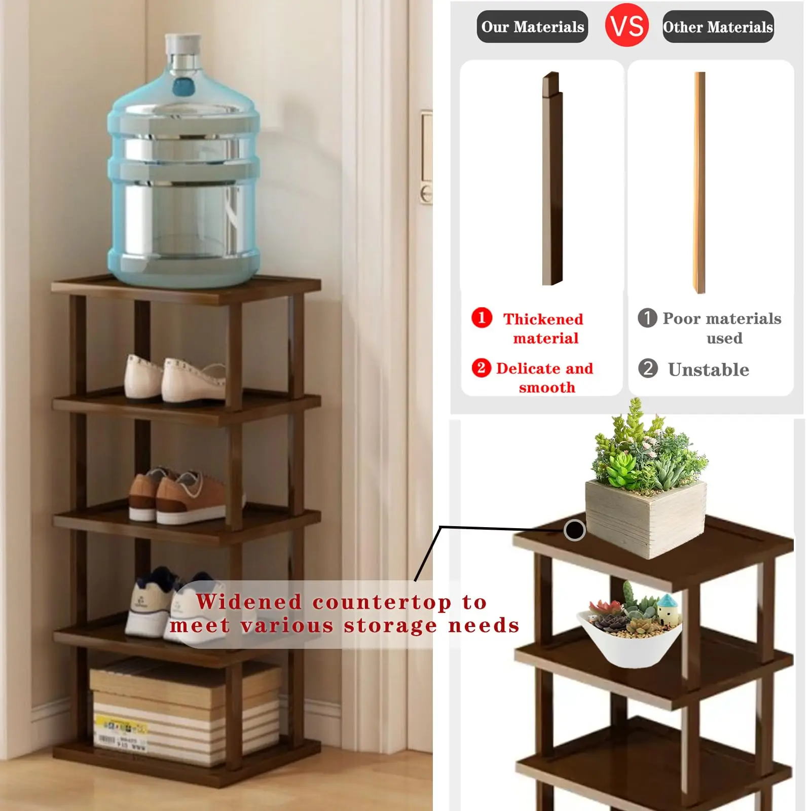 product custom bamboo shoe rack vertical shoe organizer with sturdy shelves entryway storage stand for wardrobes corners doorways-7