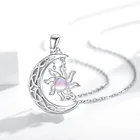 Celtic Pendant 925 Sterling Silver Jewelry Celtic Crescent Moon Sun Moonstone Pendant Necklace For Women