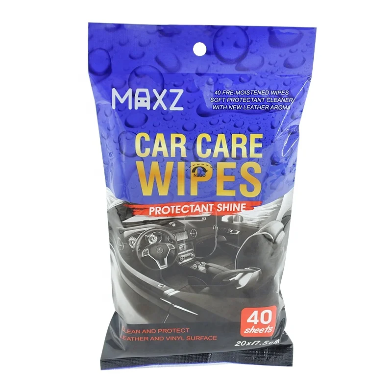 High quality Portable packing interior car leather free sample functional cheap quickly cleaning car care wet wipes