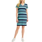 Dresses Shirt Dress Metro Women Casual Dresses Strip Printed Short Sleeve V Neck Mini T Shirt Dress 2021
