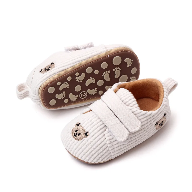 High Quality Soft Anti-slip TPR Outsole Corduroy Material Baby Toddler New Born Shoes 2025 Unisex Boys and Girls factory