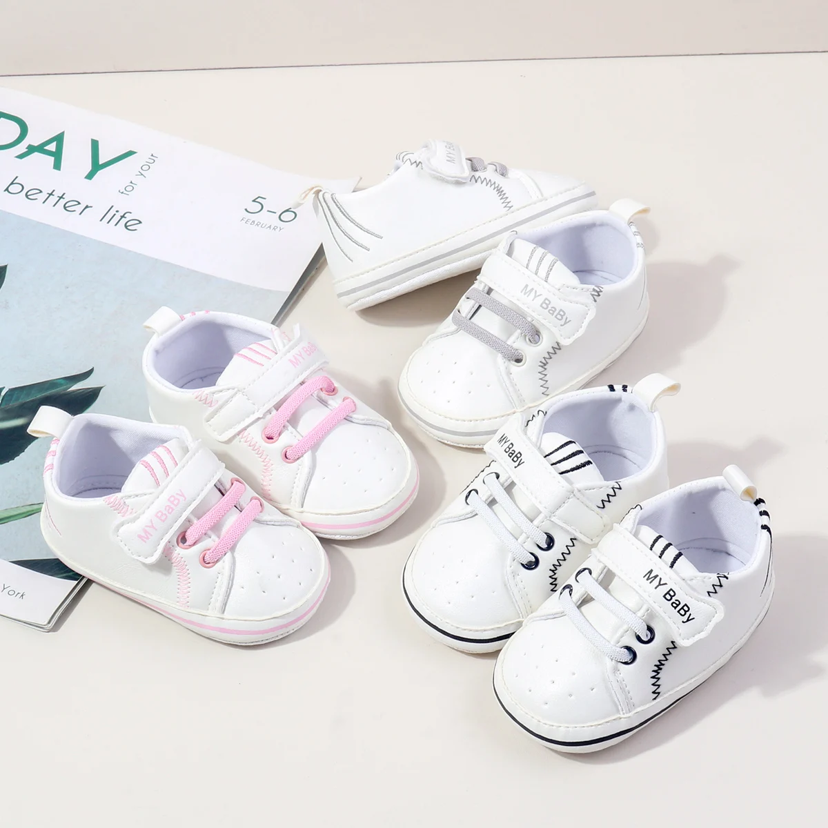 Classic Cute Adorable Dainty White Cozy Baby Casual Walking Shoes for 0-15 Months Active Boys and Girls supplier