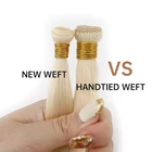 New Weft Hair Thin Soft Light Brazilian Human Hand Tied Weft Hair Bundles Genius Weft