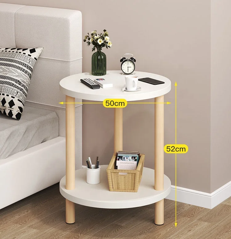 Bedroom double layer Circle small Cabinet Simple mini  side tea table Household storage bedside cabinet