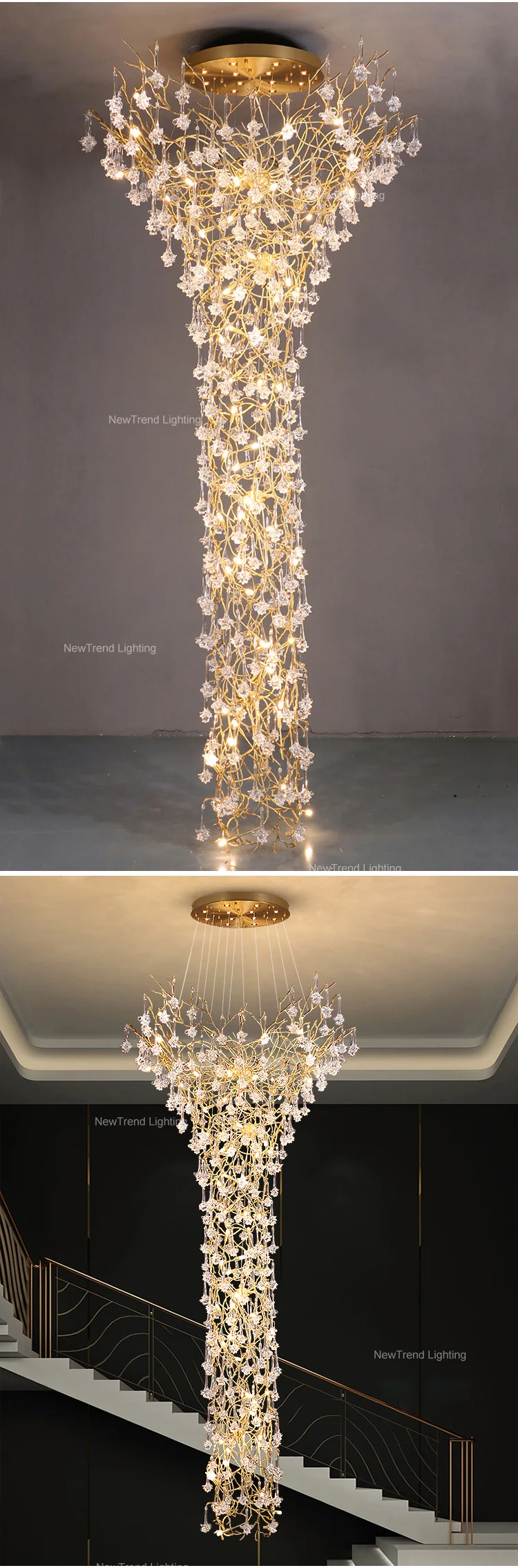 CPL-181 Modern Design Indoor Decoration Lighting Hall Hotel Lobby Custom Copper Custom Glass LED Chandelier Lamp manufacture