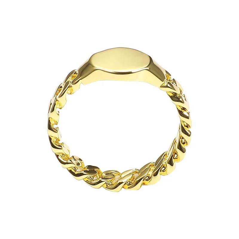 18K Gold Plated Brass Jewelry Link Chain Platform Hypoallergenic Accessories Rings R194025