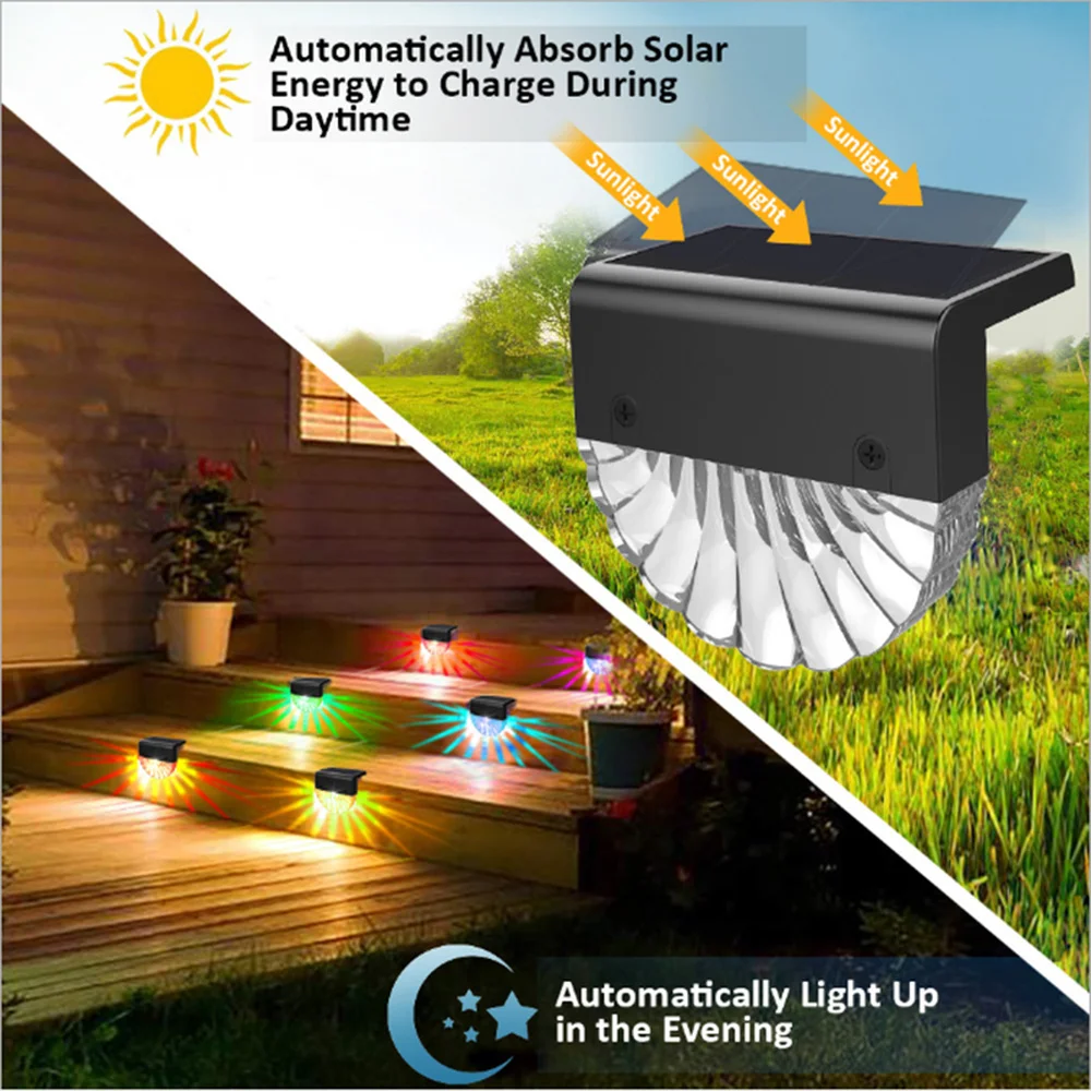 Dusk to down acrylic warm white & RGB outdoor solar deck wall light for fence exterior wall