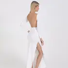 Elegant Women Dresses Backless O-neck Casual Dress For Ladies Floor-Length Evening Party Dress