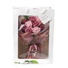 Gift Wedding Artificial Handmade Soap Rose Flower Bouquet With Gift Bag For Valentine's Day Wedding Gift
