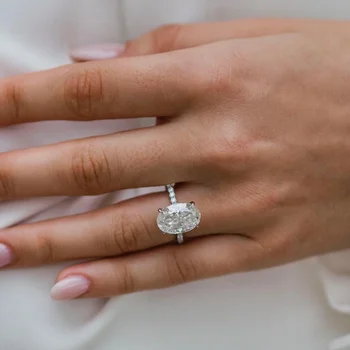 Fancy jewelry engagement wedding ring, big oval 5ct diamond rings jewelry women, cheap price 9k 10k 14k 18k gold pinkie ring